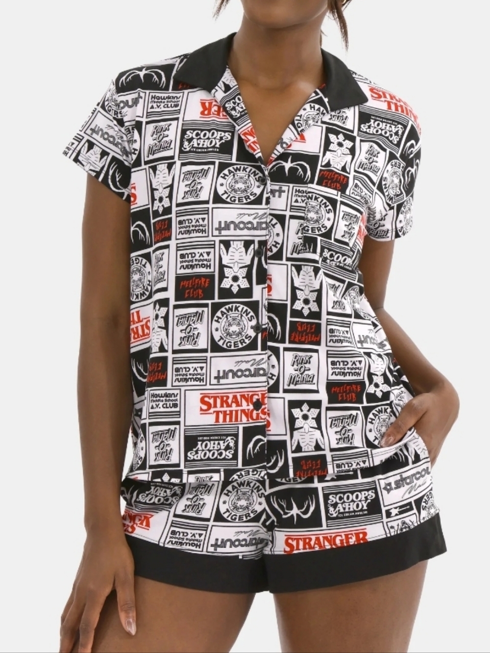 Netflix Stranger Things Hawkins 2 Piece Shorts Pajama Loungewear Set